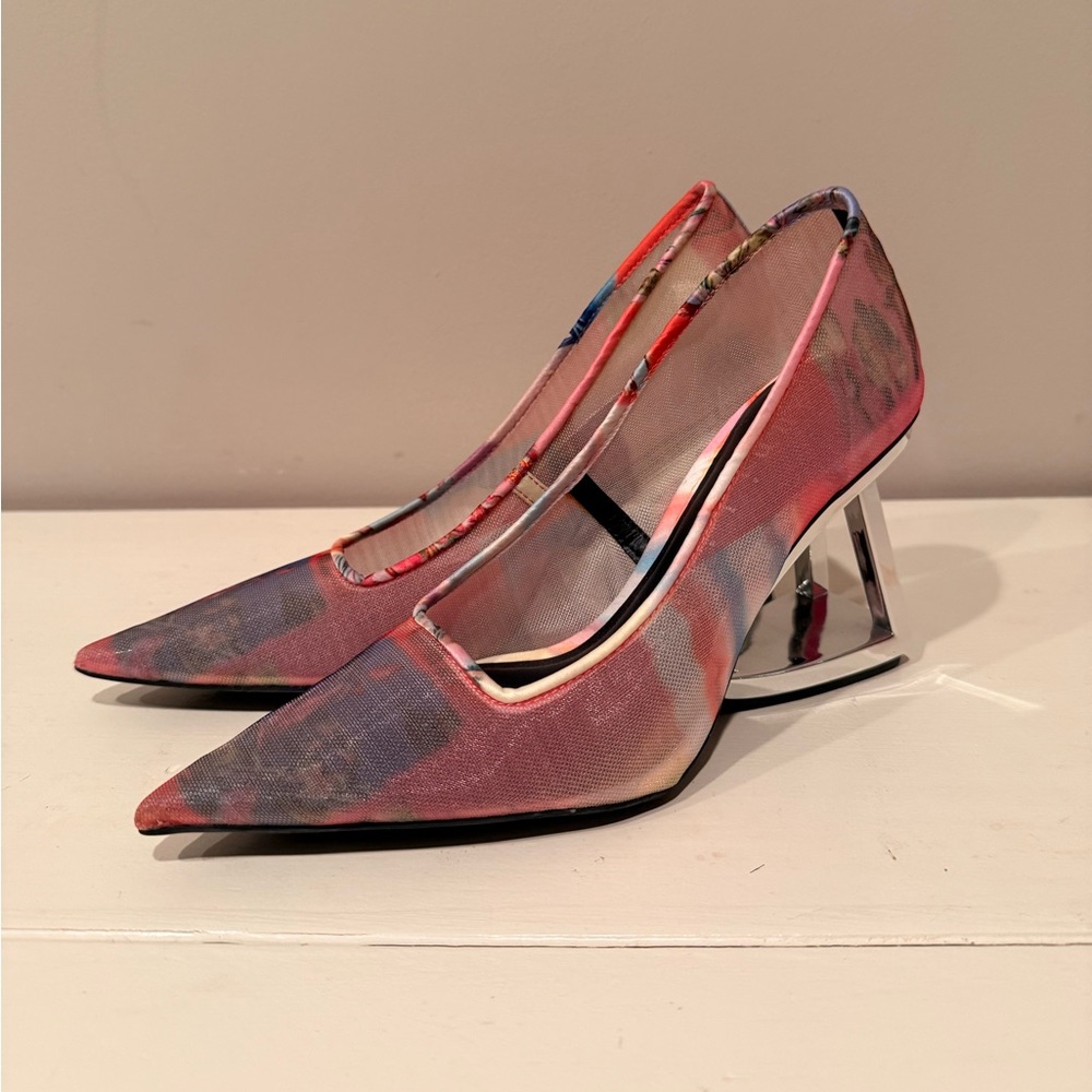 Gianni Bini Pamalaa Printed Mesh Architectural Wedge Pump